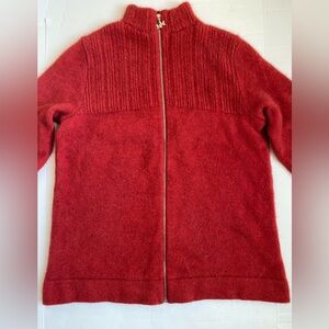 Merinomink Red Zip Cardigan Merino Possum Blend Size L Excellent Condition.